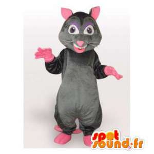 Mascot grå og rosa rotte. Rat Suit - MASFR006534 - Maskoter Dyr