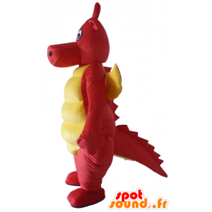 Mascotte de dragon rouge et jaune, de dinosaure - MASFR22874 - Mascottes Dinosaure