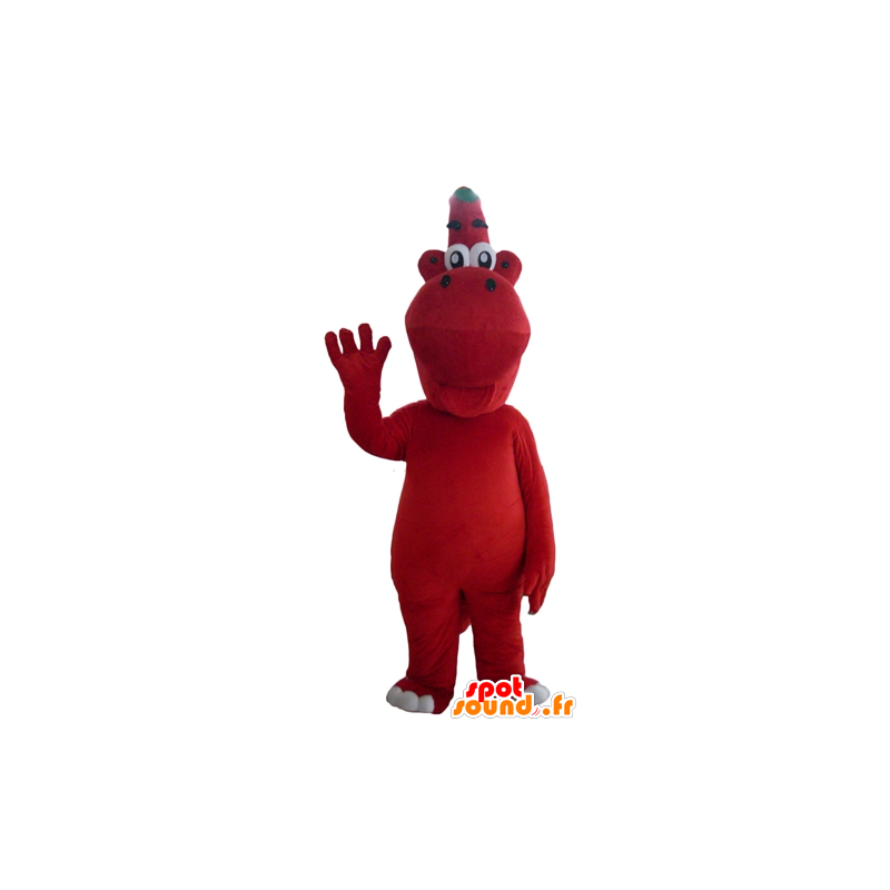 Mascot rød og grønn drage, original og vennlig - MASFR22875 - dragon maskot