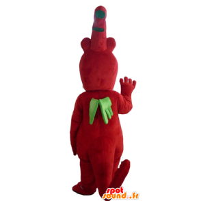 Röd och grön drakmaskot, original och vänlig - Spotsound maskot