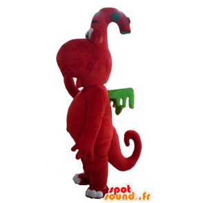 Rosso mascotte e drago verde, originale e amichevole - MASFR22875 - Mascotte drago