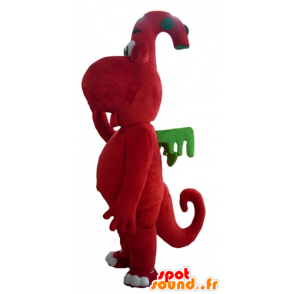 Röd och grön drakmaskot, original och vänlig - Spotsound maskot