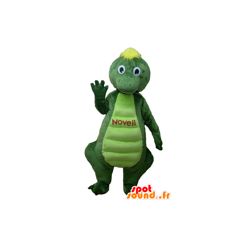 Crocodile mascot, green and yellow dinosaur - MASFR22876 - Mascot of crocodiles