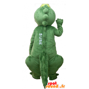 Crocodile mascot, green and yellow dinosaur - MASFR22876 - Mascot of crocodiles