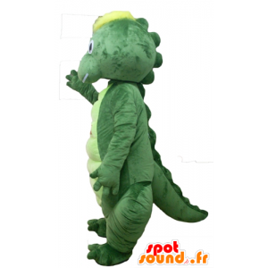 Krokodilmaskot, grön och gul dinosaurie - Spotsound maskot