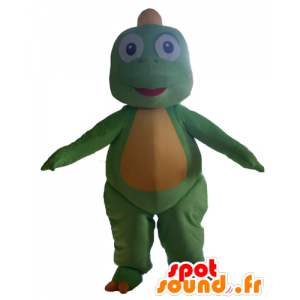 Mascote dinossauro verde e amarelo, bonito e agradável - MASFR22877 - Mascot Dinosaur