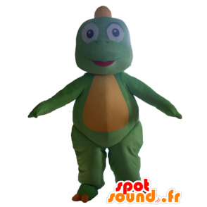 Groene dinosaurus mascotte en geel, schattig en vertederend - MASFR22877 - Dinosaur Mascot