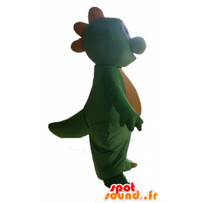 Groene dinosaurus mascotte en geel, schattig en vertederend - MASFR22877 - Dinosaur Mascot