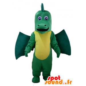 Verde e giallo drago mascotte, gigante e impressionante - MASFR22878 - Mascotte drago