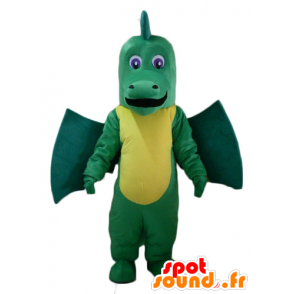 Groen en geel draak mascotte, gigantische en indrukwekkende - MASFR22878 - Dragon Mascot