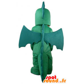 Green and yellow dragon mascot, giant and impressive - MASFR22878 - Dragon mascot