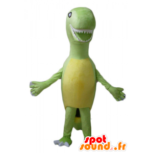 Mascotte de Tyrex, de dinosaure vert et jaune, géant - MASFR22879 - Mascottes Dinosaure