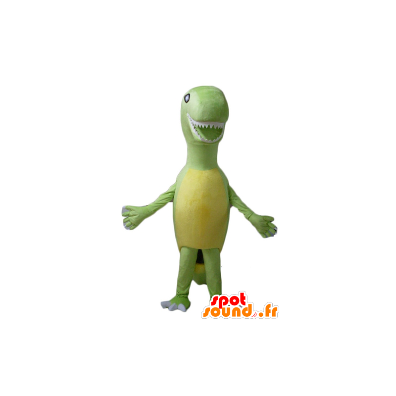 Mascotte de Tyrex, de dinosaure vert et jaune, géant - MASFR22879 - Mascottes Dinosaure