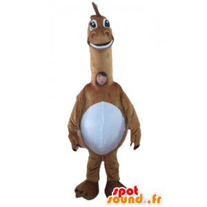 Stor brun og hvid dinosaur maskot, kæmpe - Spotsound maskot