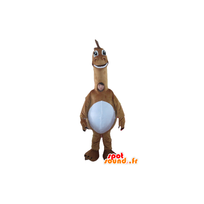 Great mascot brown and white dinosaur, giant - MASFR22881 - Mascots dinosaur