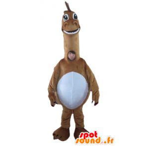 Stor brun og hvid dinosaur maskot, kæmpe - Spotsound maskot