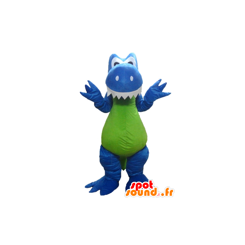 Dinosaur mascot, dragon, blue, white and green - MASFR22882 - Mascots dinosaur