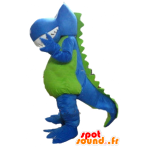 Dinosaur maskot, drage, blå, hvid og grøn - Spotsound maskot