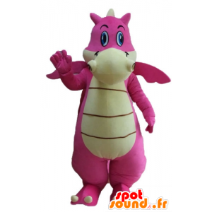 Roze draak mascotte en witte reus en aantrekkelijk - MASFR22885 - Dragon Mascot