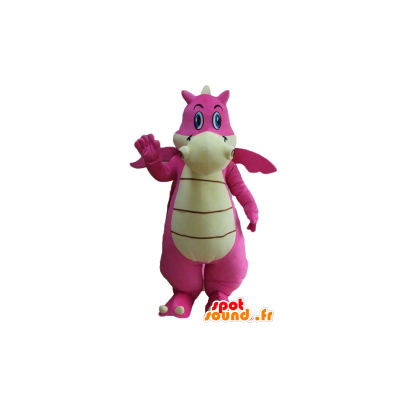 Pink and white dragon mascot, giant and attractive - MASFR22885 - Dragon mascot