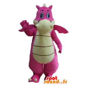 Rosa e bianco drago mascotte, gigante e attraente - MASFR22885 - Mascotte drago