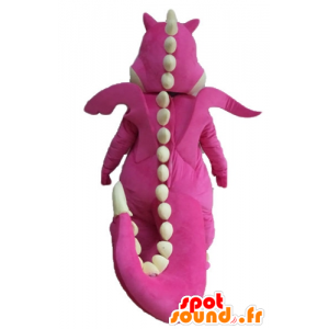 Vaaleanpunainen lohikäärme maskotti ja valkoinen jättiläinen ja houkutteleva - MASFR22885 - Dragon Mascot