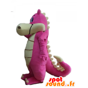 Rosa und weißen Drachen-Maskottchen, Riesen und attraktive - MASFR22885 - Dragon-Maskottchen