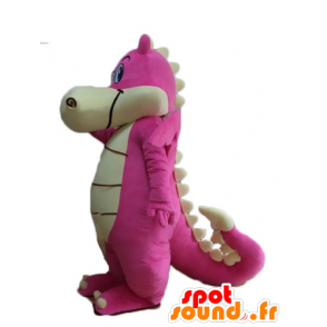 Mascotte de dragon rose et blanc, géant et séduisant - MASFR22885 - Mascotte de dragon