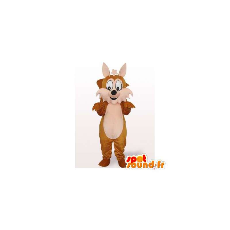 Mascot eekhoorn bruin en wit, met een gigantische staart - MASFR006536 - mascottes Squirrel