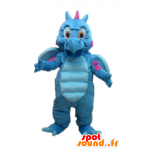 Blu mascotte e drago rosa, carino e colorato - MASFR22887 - Mascotte drago