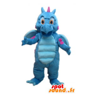 Mascotte de dragon bleu et rose, mignon et coloré - MASFR22887 - Mascotte de dragon