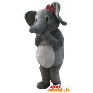 Grigio mascotte e elefante bianco con un nodo a farfalla - MASFR22890 - Mascotte elefante