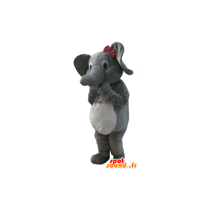 Cinza elefante mascote e branco, com um nó acelerador - MASFR22890 - Elephant Mascot