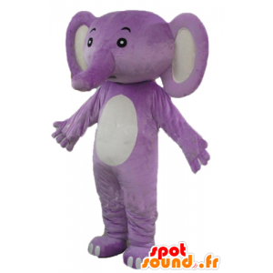 Lilla og hvid elefant maskot - Spotsound maskot kostume