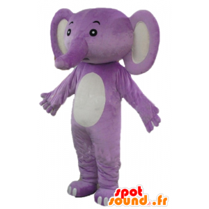 Mascotte d'éléphant violet et blanc - MASFR22893 - Mascottes Elephant