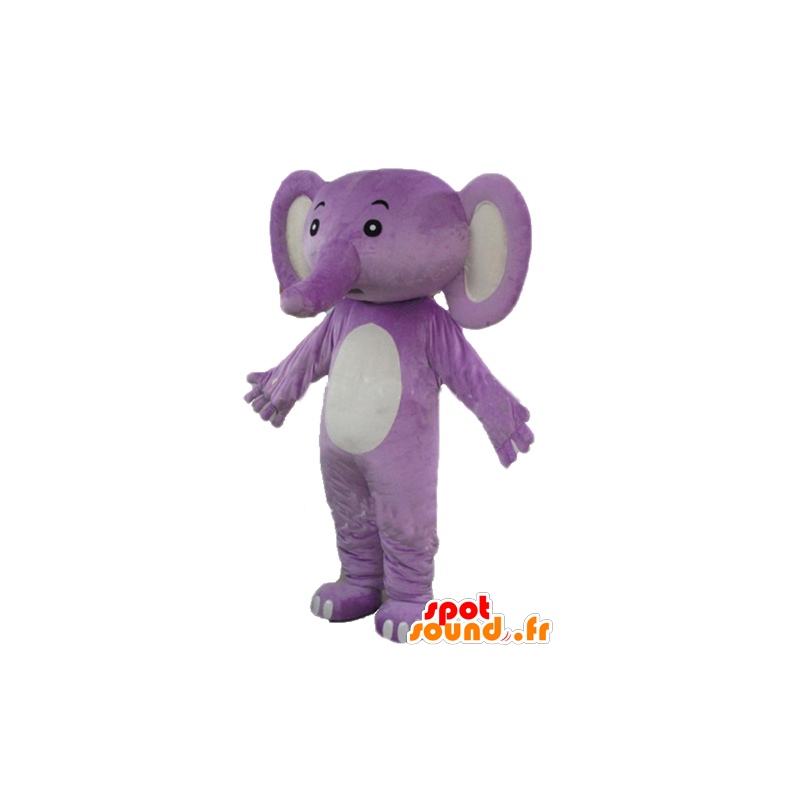 Paarse en witte olifant mascotte - MASFR22893 - Elephant Mascot