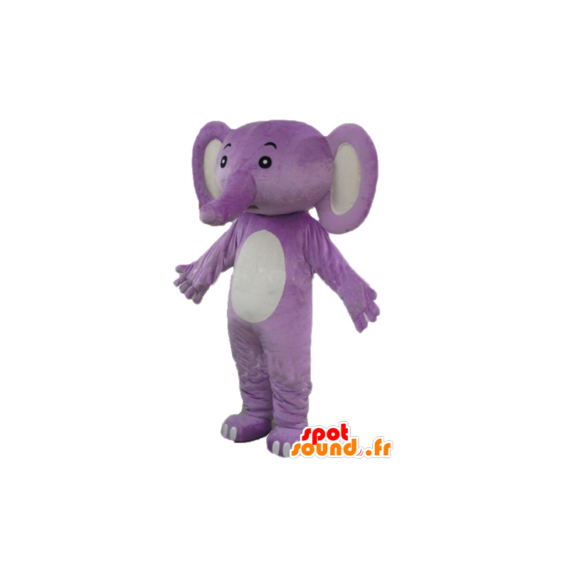 Purpurrote und weiße Elefanten Maskottchen - MASFR22893 - Elefant-Maskottchen