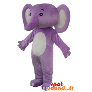 Paarse en witte olifant mascotte - MASFR22893 - Elephant Mascot