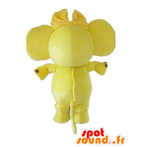 Maskot žlutého a bílého slona s lukem na hlavě - MASFR22894 - slon Maskot