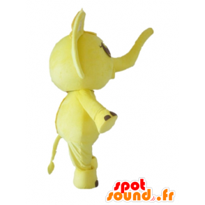 Elefante mascote amarelo e branco com um laço na cabeça - MASFR22894 - Elephant Mascot