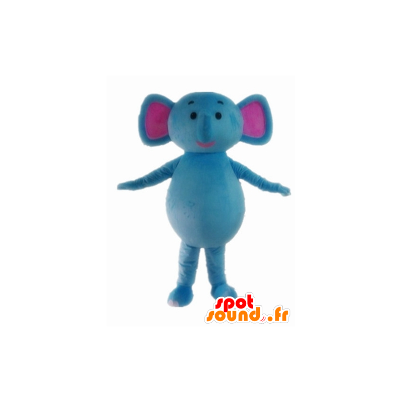 青とピンクの象のマスコット、キュートでカラフル-MASFR22895-象のマスコット