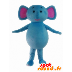 Elefante mascote azul e rosa, bonito e colorido - MASFR22895 - Elephant Mascot