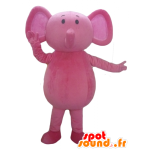 Mascotte d'éléphant rose, entièrement personnalisable - MASFR22900 - Mascottes Elephant