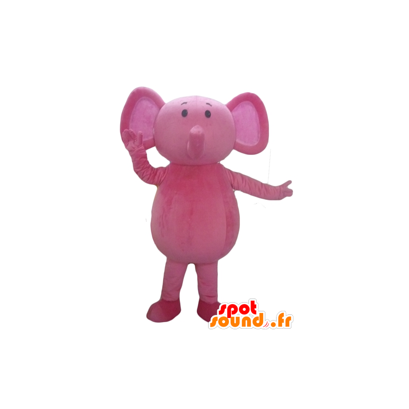 Rosa elefantmaskot, helt anpassningsbar - Spotsound maskot