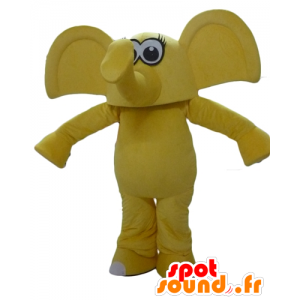 Gul elefant maskot med store ører - Spotsound maskot kostume