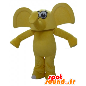 Yellow elephant mascot, with big ears - MASFR22901 - Elephant mascots