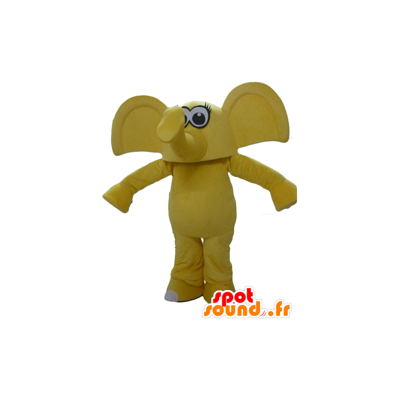 Gul elefant maskot med store ører - Spotsound maskot kostume