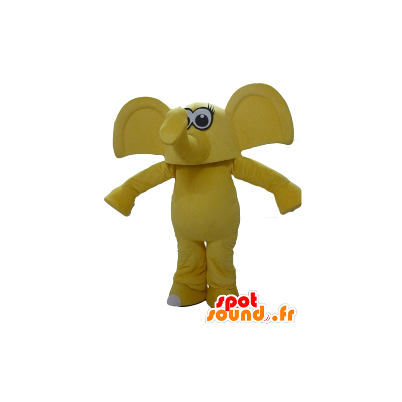 Mascotte d'éléphant jaune, avec de grandes oreilles - MASFR22901 - Mascottes Elephant