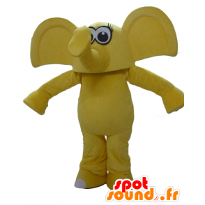 Mascotte d'éléphant jaune, avec de grandes oreilles - MASFR22901 - Mascottes Elephant