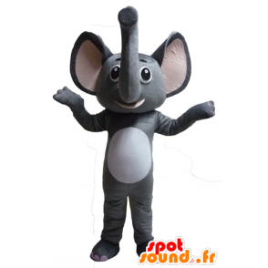 Mascot grauen und weißen Elefanten, Witzige, originelle - MASFR22902 - Elefant-Maskottchen